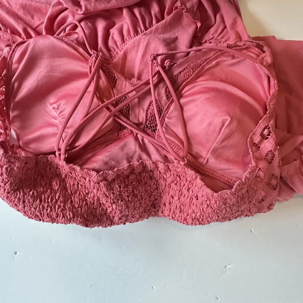 Zenana Babydoll Cami/Dress Womens 3X Pink Lace‎ Crochet Tiered Barbie Boho - Picture 12 of 12